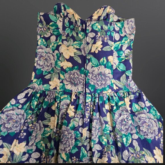 Vintage 80s Laura Ashley Blue Floral Peplum Top Size XS Upcycled Fairy Romantic - Picture 11 of 12